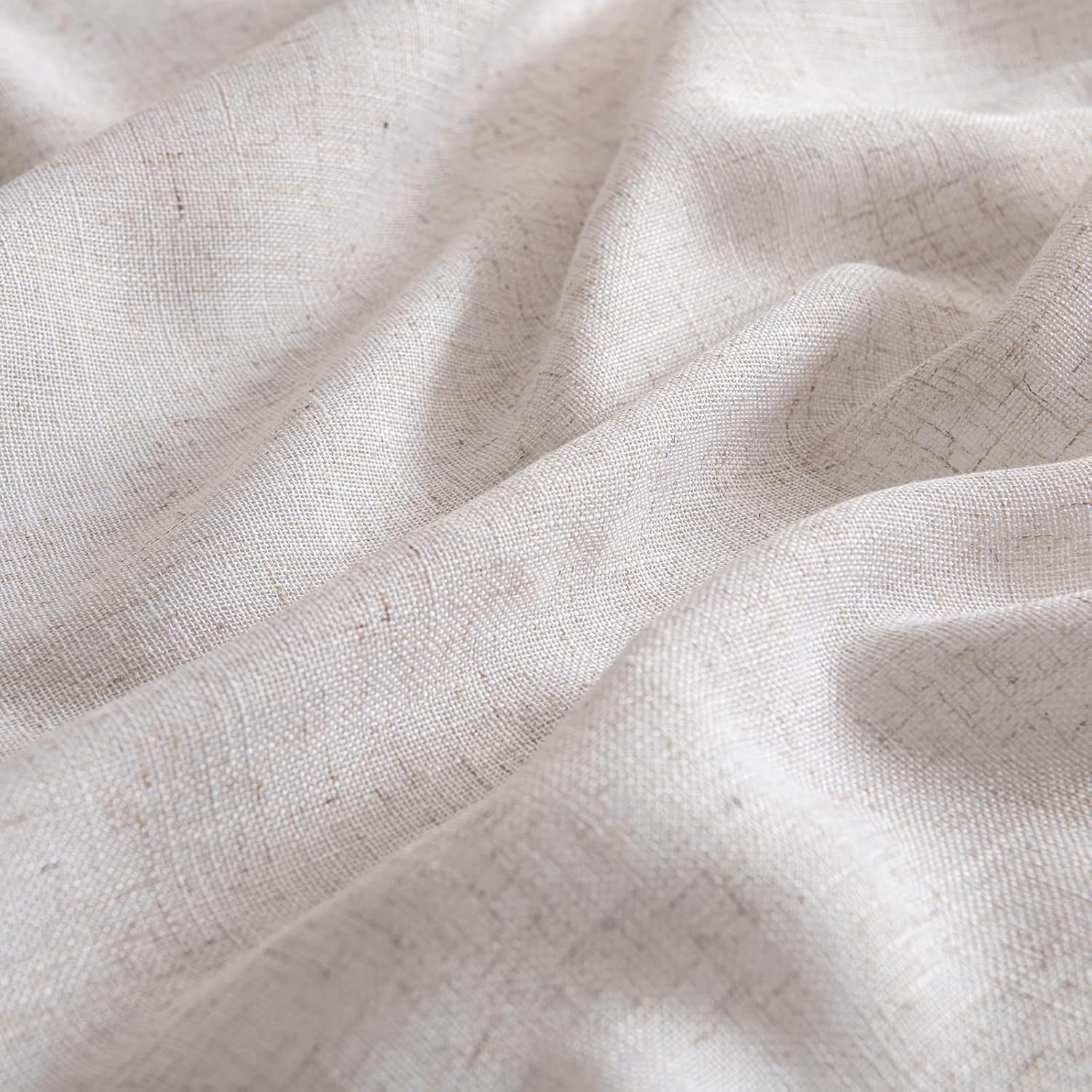 MIULEE Natural White Linen Curtains 52x63 Inch Length 2 Panels for Bedroom