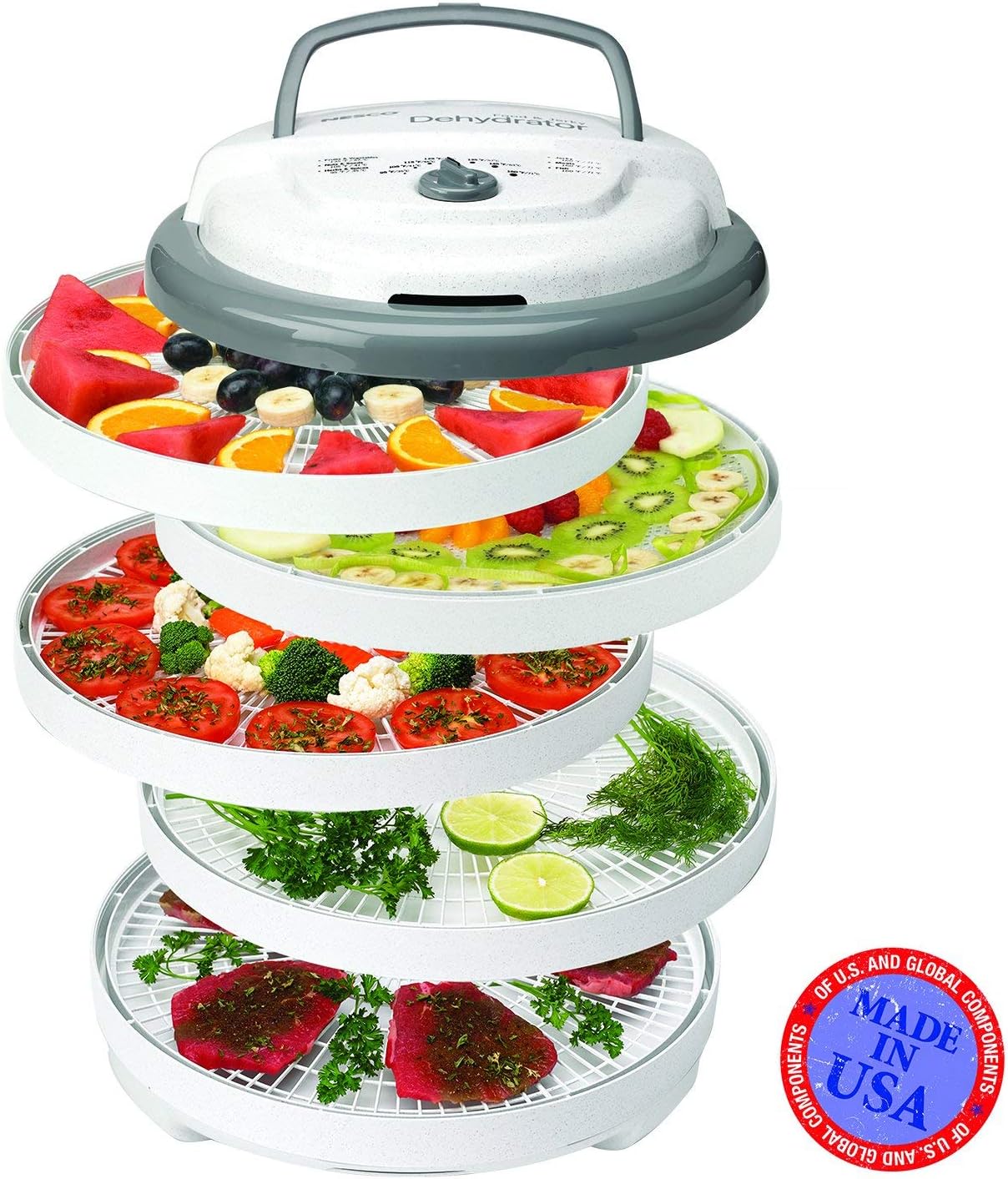 NESCO FD-75A Snackmaster Pro Food Dehydrator, For Snacks, Fruit, Beef Jerky, Gray