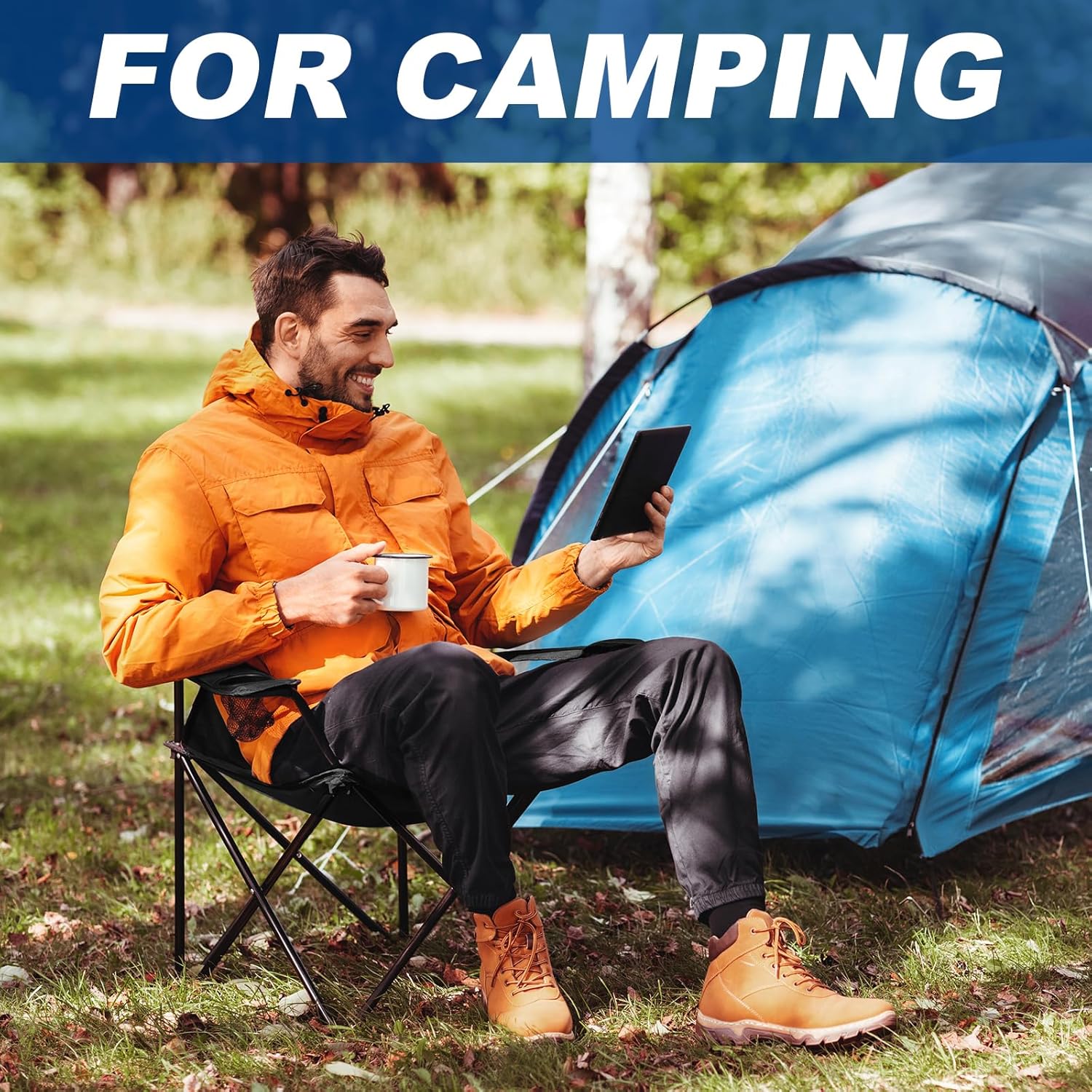 WEIDIORME 2 Pack Lightweight Camping Chairs for Adults & Teens, Capacity Foldable Portable Chairs with Carry Bag, Compact Design for Camping, Beach, Picnics, and Outdoor Events