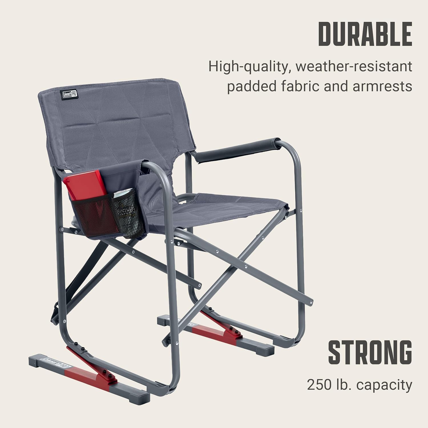 Coleman Pro Rocker Chair, Easy & Fast Folding, Up to 250lb Capacity, Great for Camping, Easily Portable, Mussel