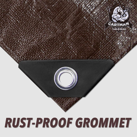 CARTMAN 8x10Ft Industrial Waterproof Poly Tarp Cover 20 Mil, Brown