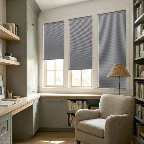 LazBlinds No Drill Cordless Cellular Shades, 20 1/2" W × 48" H, Dark Grey