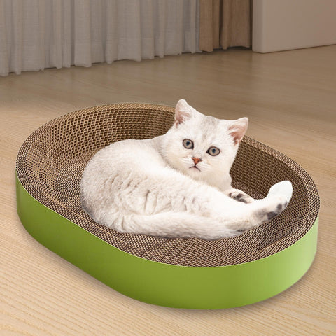 Baoblaze Cat Scratcher Cardboard Scratch Pad Nest Playing Rest Bowl for Small Medium Large Cats Furniture Protector Scratching Board, M Green