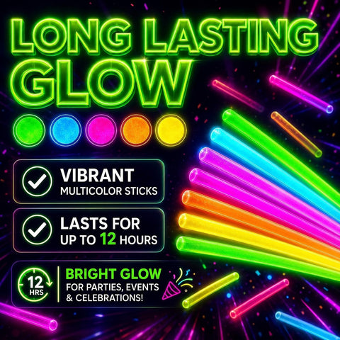 Ammy Glow Glow Sticks (205 Pcs Kit) Bulk Party Pack-100 Pack Glow Sticks with Connectors & Glasses- Party Favors for Kids 8-12- Neon Glow in The Dark Party Supplies for Birthdays & Events