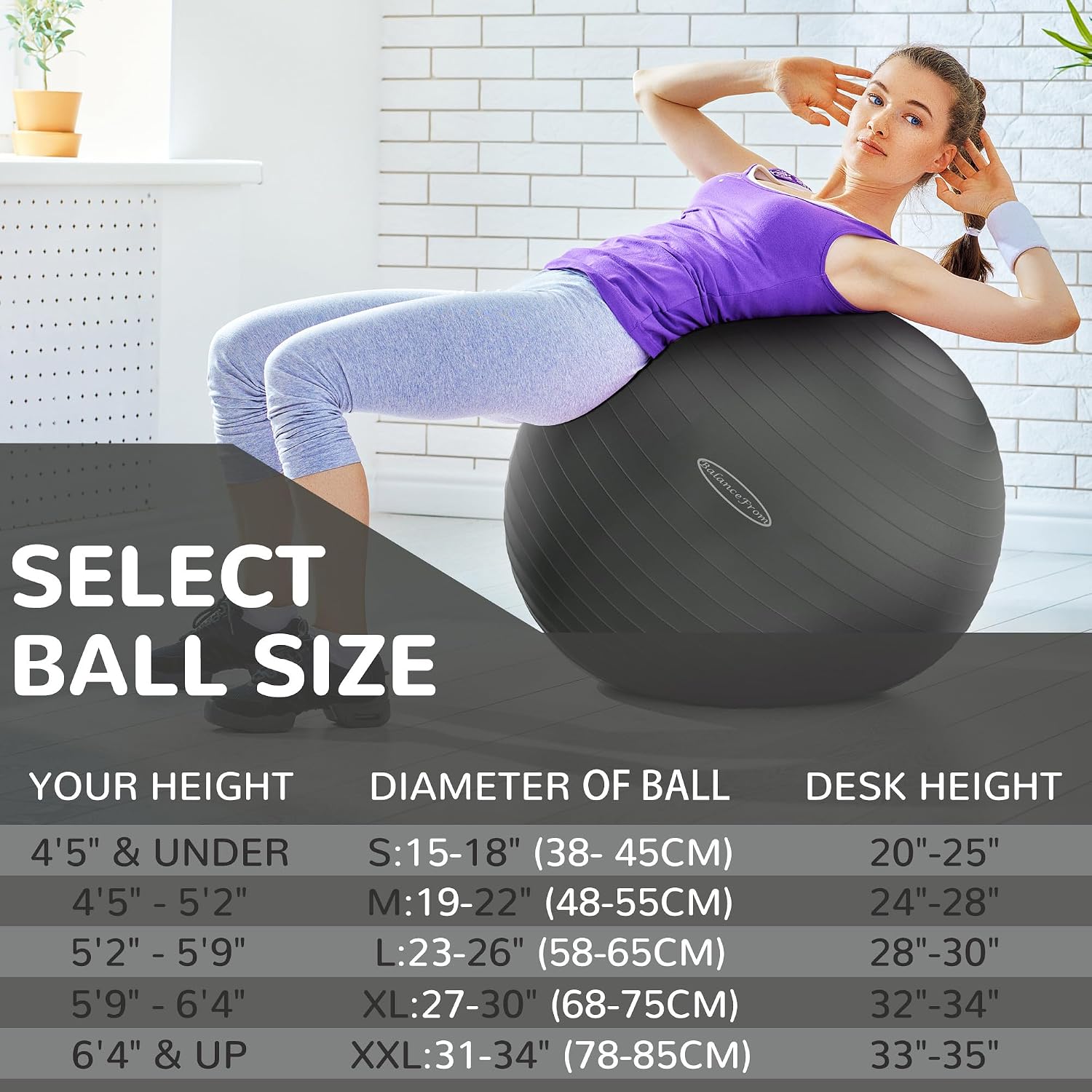 Fitvids Anti-Burst and Slip Resistant Exercise Ball Yoga Ball Fitness Ball Birthing Ball with Quick Pump
