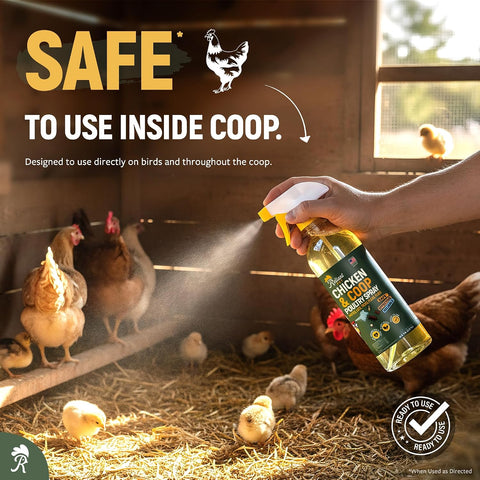 Reliant Pet Chicken and Coop Poultry Spray for Mite's Lice Ticks Fleas and Flies - Dust Mite Spray 16oz - Chicken Coop Fly Spray - Made in USA - Chicken Coop Accessories