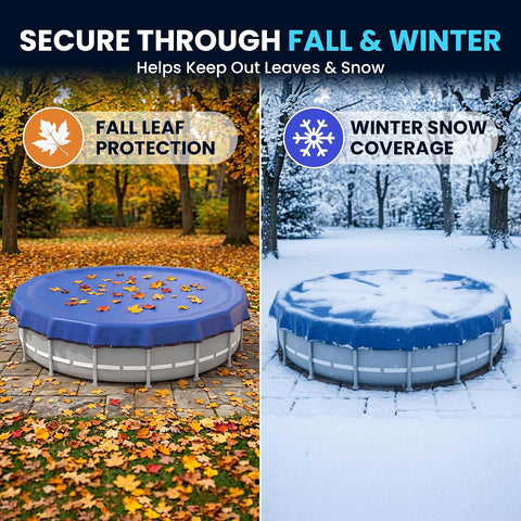 15' Round Heavy Duty Winter Pool Cover for Above Ground Pool, Extra Thick & Durable Above-Ground Pool Cover, Tear Resistant, Reinforced Edges, Easy Install, All-Season Use