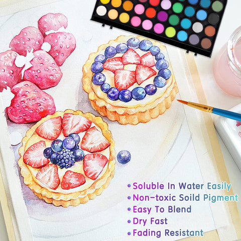 36 Colors Washable Watercolor Paint Set, with 3 Brushes Pen