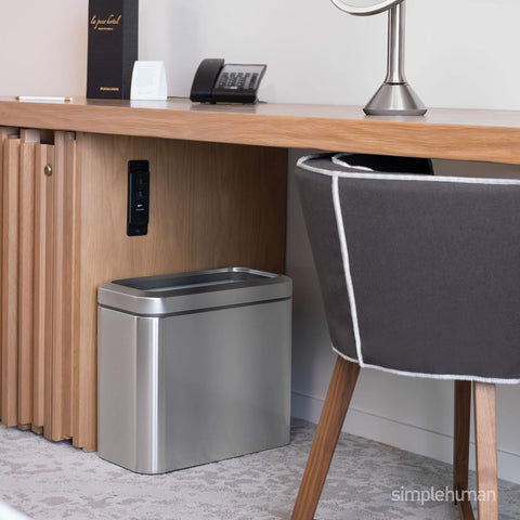 simplehuman Slim Open Can, 25L / 6.6 Gallon Commercial Office Trash Can for Conference Rooms, Hotel Rooms, Reception, Heavy Duty Stainless Steel, ADA-Compliant, Brushed Stainless Steel