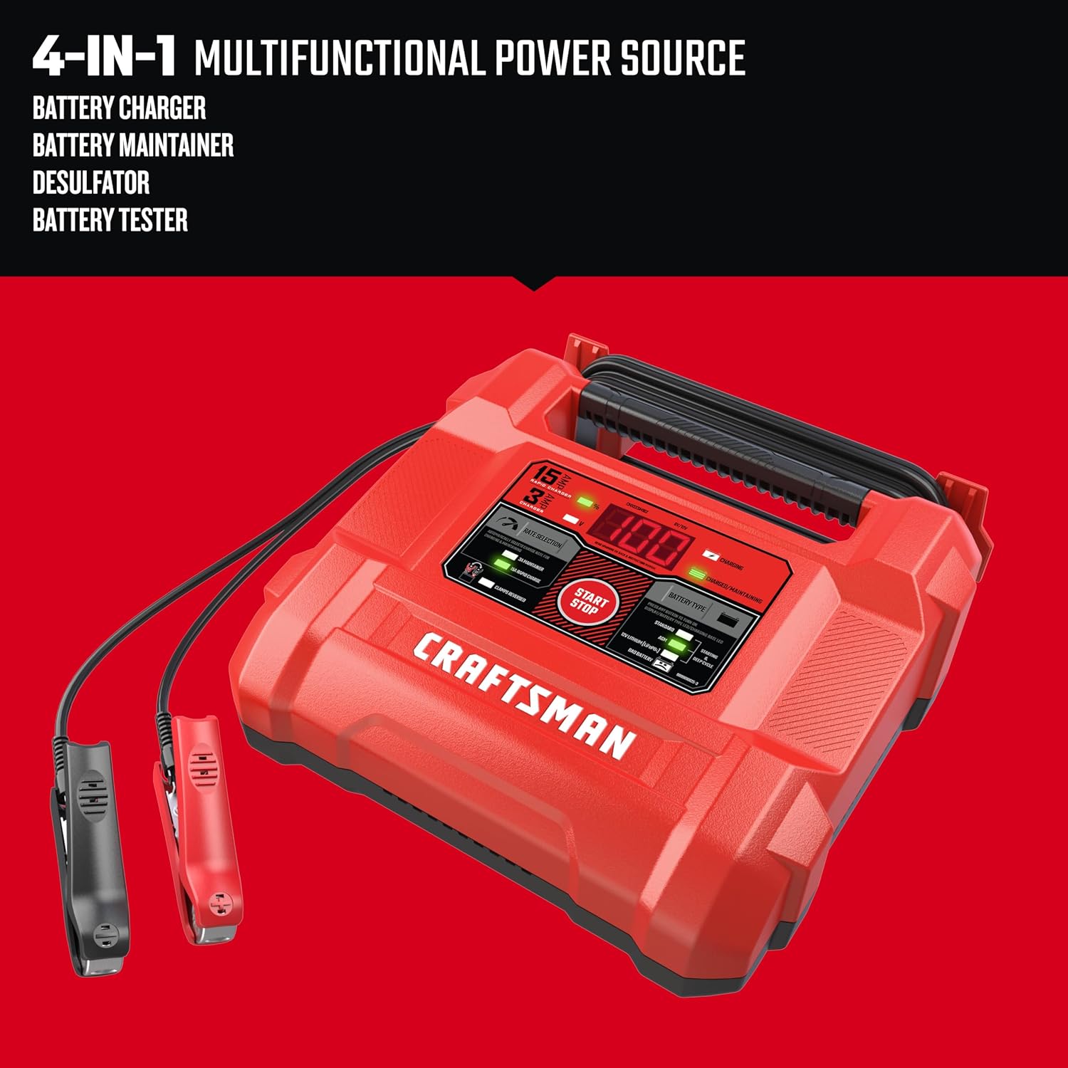 CRAFTSMAN 15A Car Battery Charger & Maintainer, 6V/12V – CMXCESM162