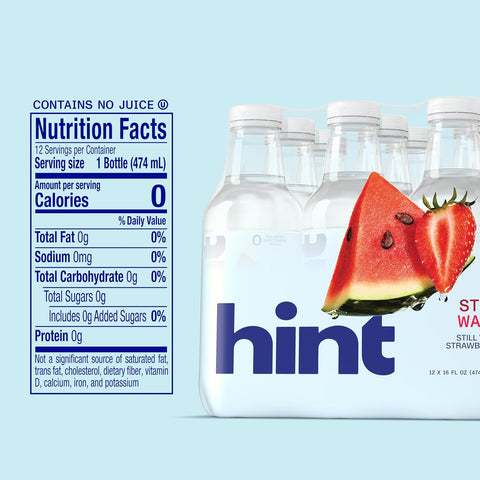 Hint Flavored Water Zero Sugar 0 Calories - Strawberry Watermelon (12 pack)