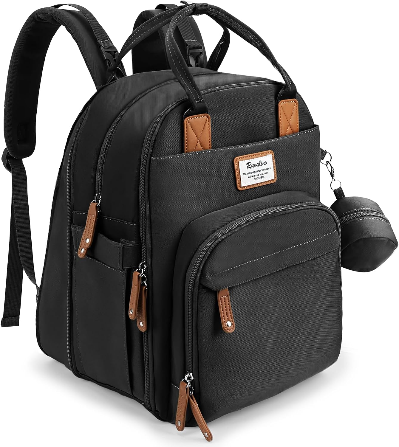 RUVALINO Baby Diaper Bag Backpack with Changing Pad, Waterproof, XL Black