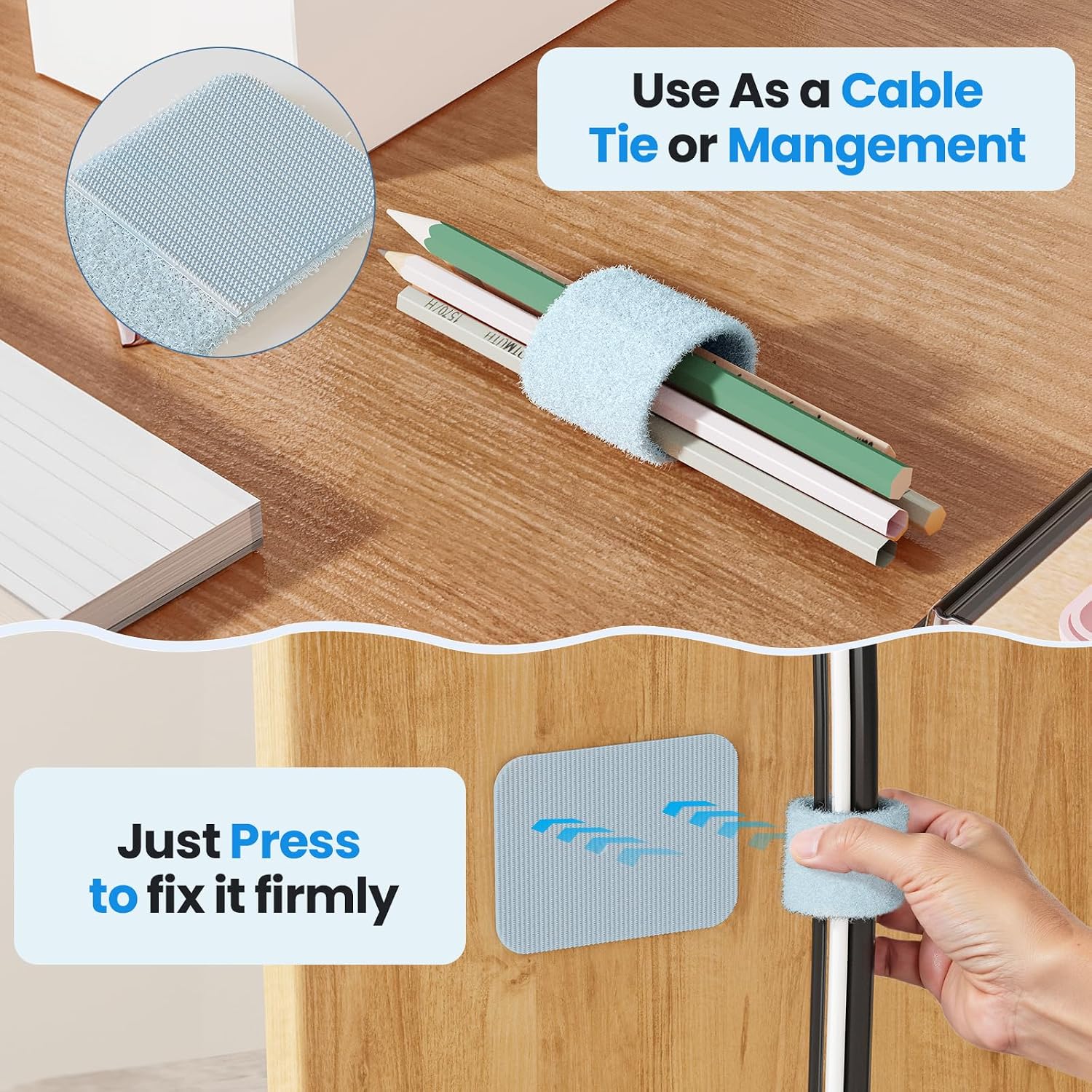 Cable Management Under Desk, Enhanced up to 15 Cord Organizer20 Pair