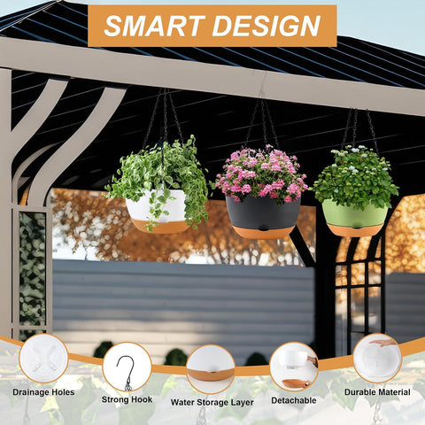 Hanging Planter for Plants Indoor, 8 Inch 4 Pack White/Black/Green/Beige