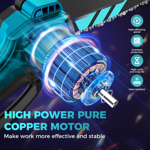 Saker Mini Chainsaw,6 Inch Electric Chainsaw Cordless with 2 Batteries Blue