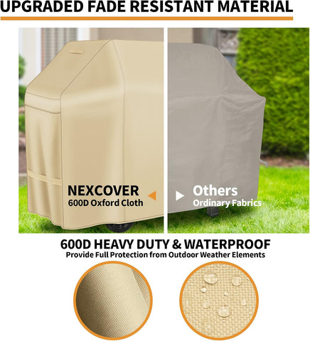 NEXCOVER Barbecue Gas Grill Cover - 60 Inch Waterproof BBQ Cover, Heavy Duty, Fade & Weather Resistant, Fits Weber, Brinkmann, Char Broil, Holland