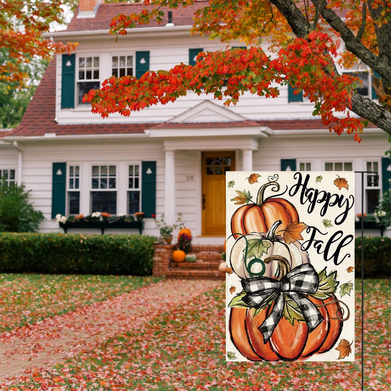 AVOIN colorlife Happy Fall Garden Flag 12x18 Inch Double Sided Outside