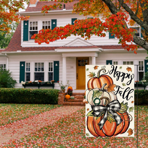 AVOIN colorlife Happy Fall Garden Flag 12x18 Inch Double Sided Outside