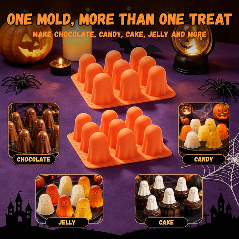 KASHME 2 Packs Halloween Silicone Molds, 9-Cavity 3D Ghost Silicone Mold