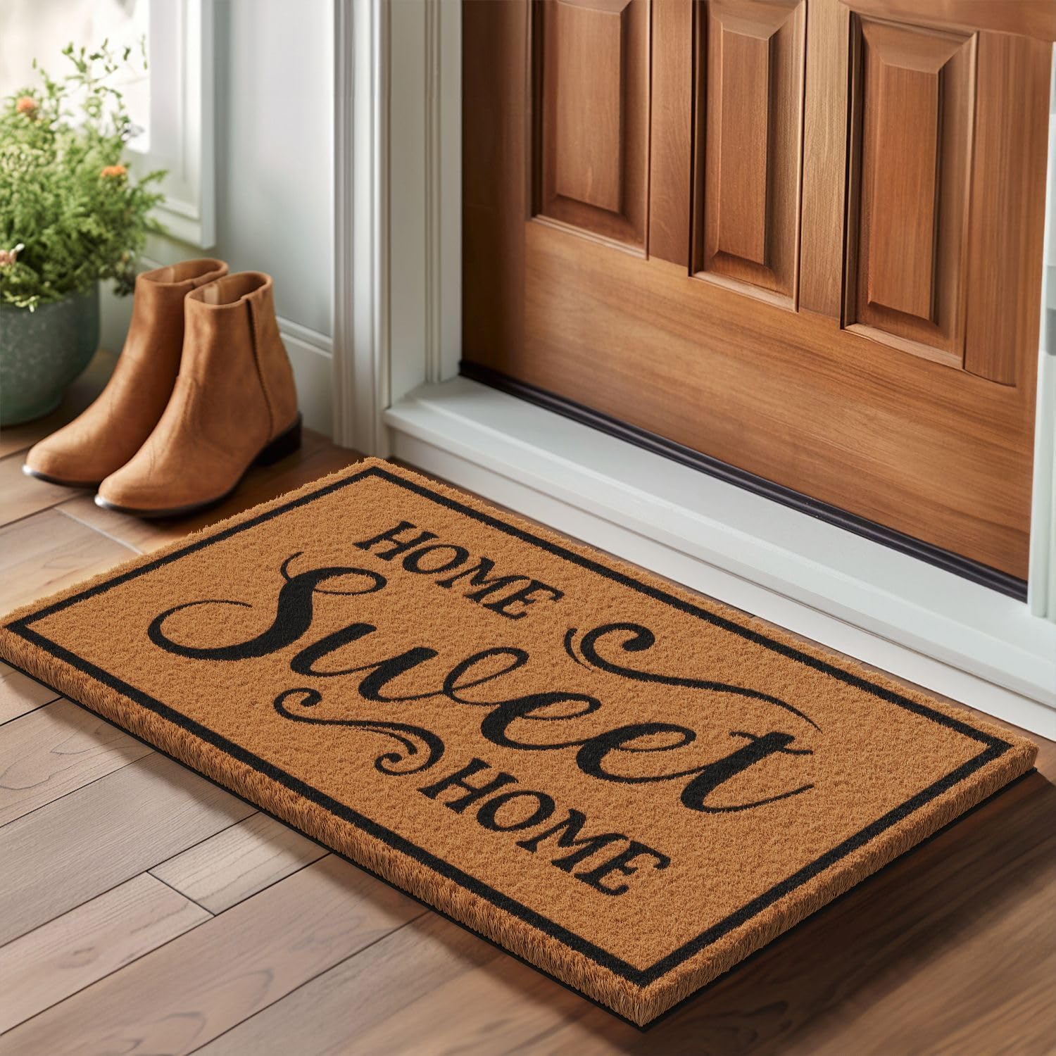 Barnyard Designs Natural Coir Non-Slip Doormat (17x30, Home Sweet Home)