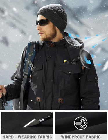 TACVASEN Men's Winter Jacket Fleece Lined Military Thick Coat