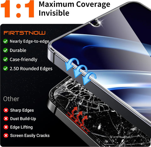 firtstnow 3 Pack for Samsung Galaxy S25 Ultra Screen Protector Tempered Glass + 1 Pack Camera Lens Protector, Military Grade Shatterproof, 9H Hardness, Fingerprint Unlock,Case Friendly 6.9 Inch