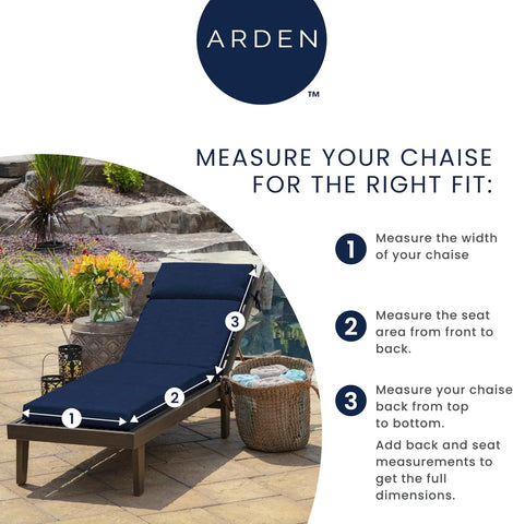 Arden Outdoor Chaise Cushion, 21 in x 72 in, Weather-Proof, Rain-Proof, Fade Resistant Patio Cushion for Chaise Lounger Simone Black Tropical