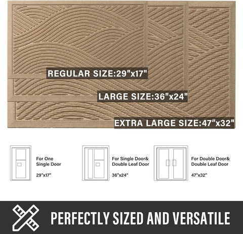 HIYARD Sturdy Front Door Mat, Absorbent Muddy Dirt Resist Welcome Door Mats Outdoor Indoor, Stain and Fade Resistant, Non-Slip Backing Entry Mat Low Profile Doormat for Entryway, 29×17, Beige