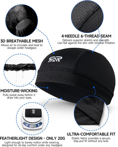 AUSFLUG Skull Cap Helmet Liner, Breathable Cooling Moisture-Wicking
