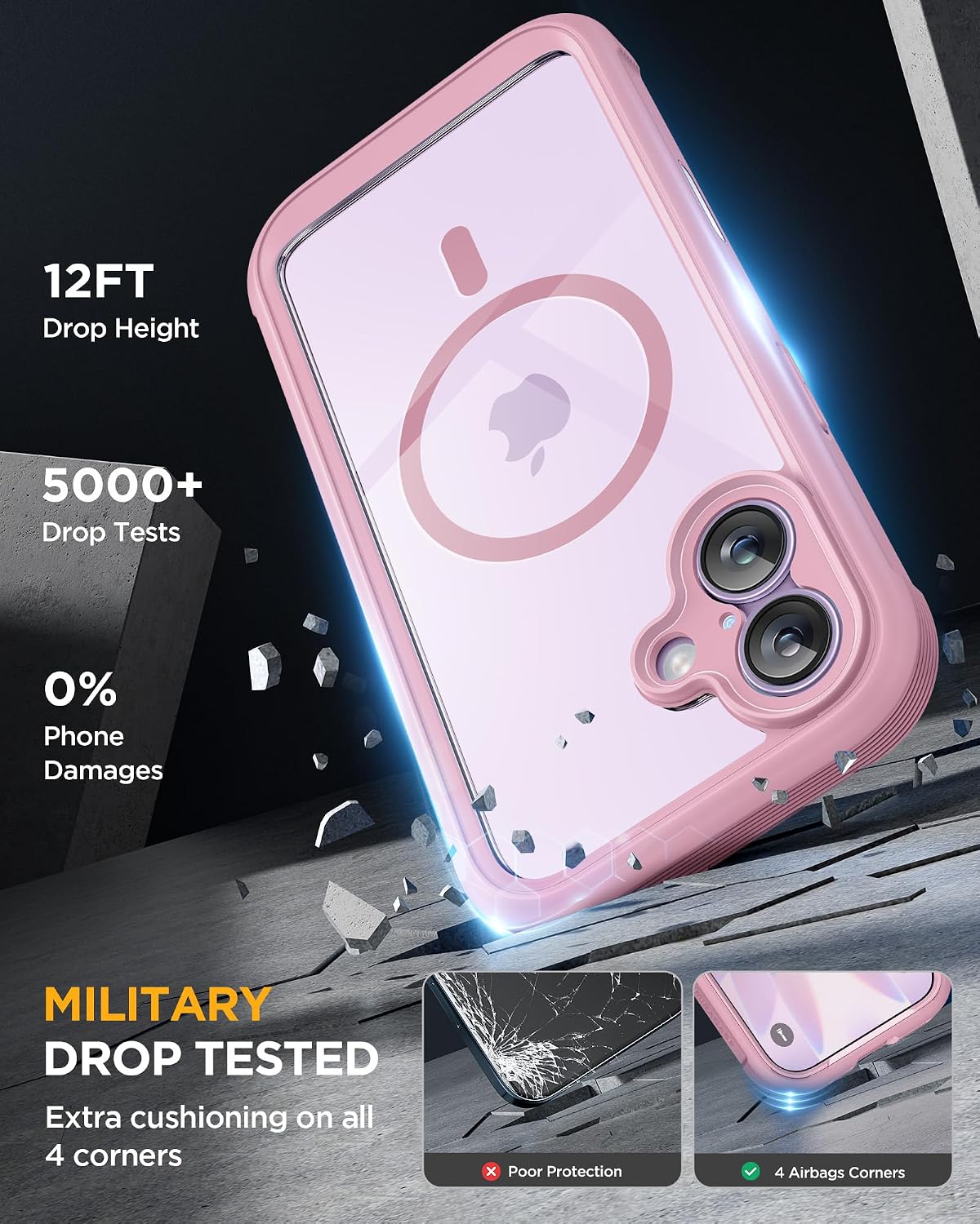 Miracase for iPhone 17 Case 6.3'', Full-Body Military Grade Drop Protection Outdoor Phone case with Built-in Glass Screen &Camera Control,Easy Installation,No Gap,Compatible with MagSafe, Purple