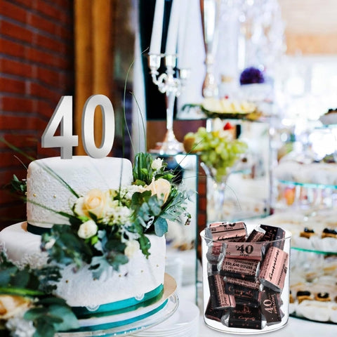 Tenare 90 Pcs 40th Birthday Candy Wrappers, Pink Stickers