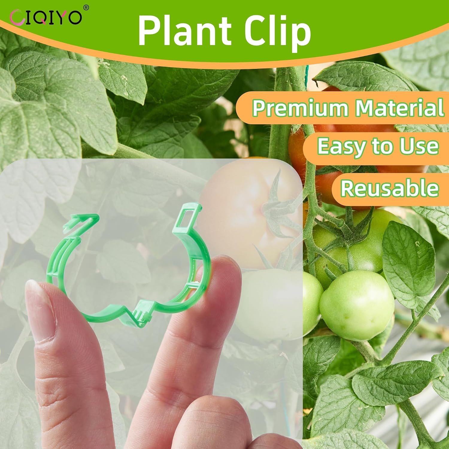 Plant Support Clips,Plastic Clips for Securing Plants,Tomato Vine Clips,Plant Fixing Clips,Garden Clips for Climbing Plants,Grape and Vine Vegetables (300, Light Green)