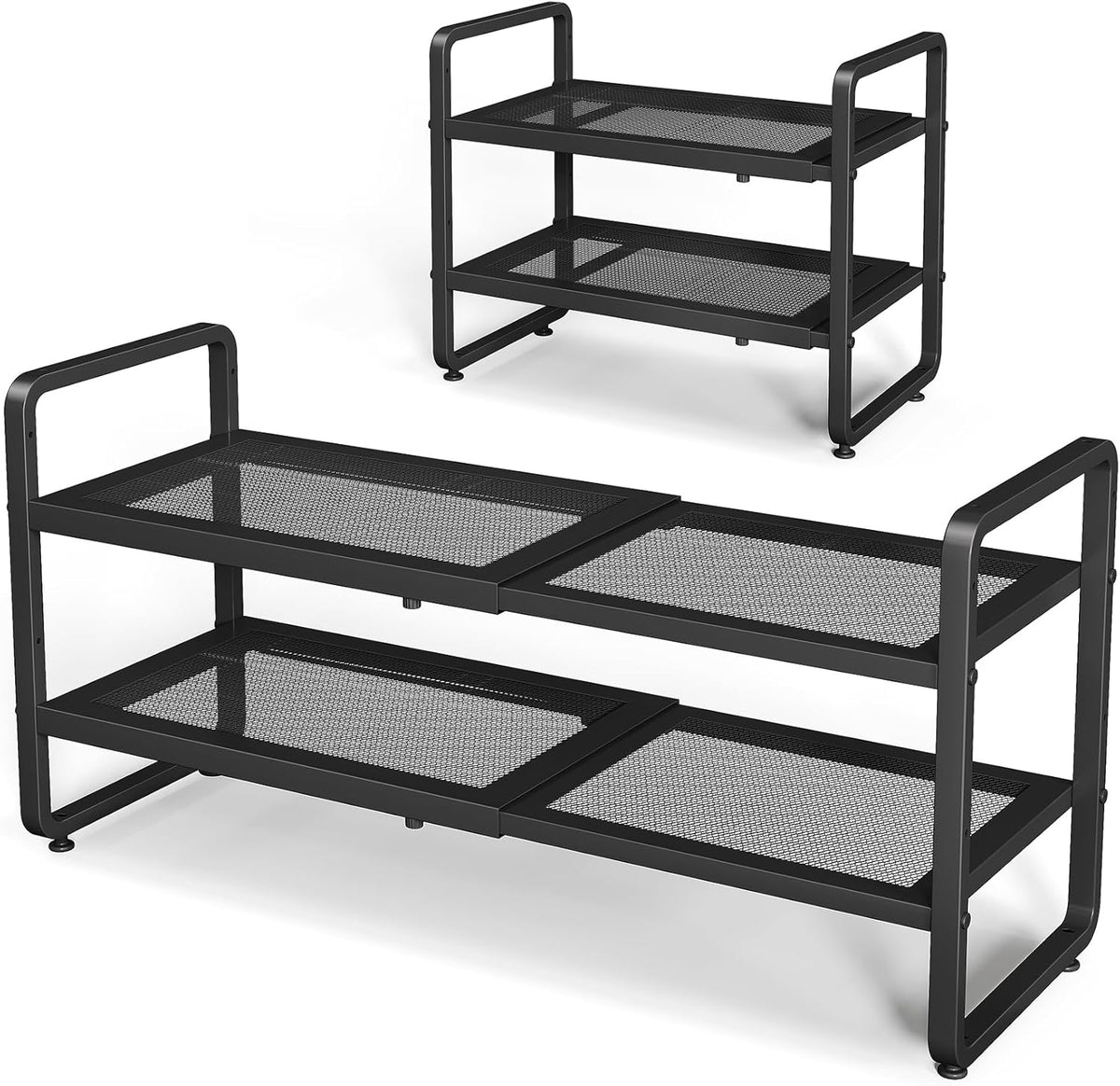 Expandable Metal Shoe Rack for Closet, Entryway & Garage, 2-Tier, Black