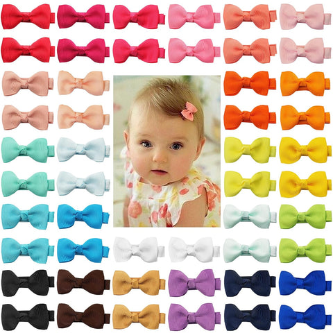 CÉLLOT Baby Hair Clips 50PCS Baby Girls Fully Lined 2" Baby Bows in Pairs