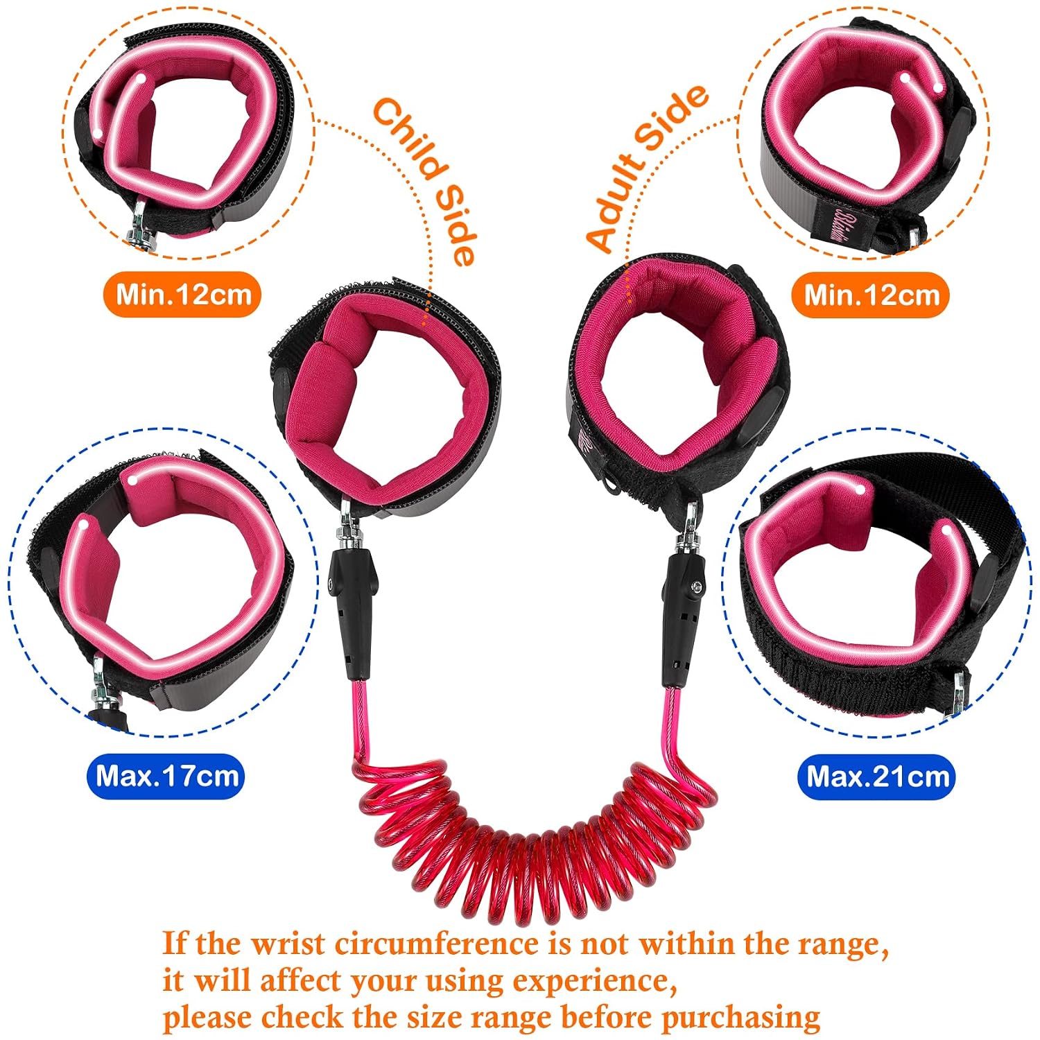 Blisstime Anti Lost Wrist Link Safety Wrist Link for Toddlers, Babies & Kids