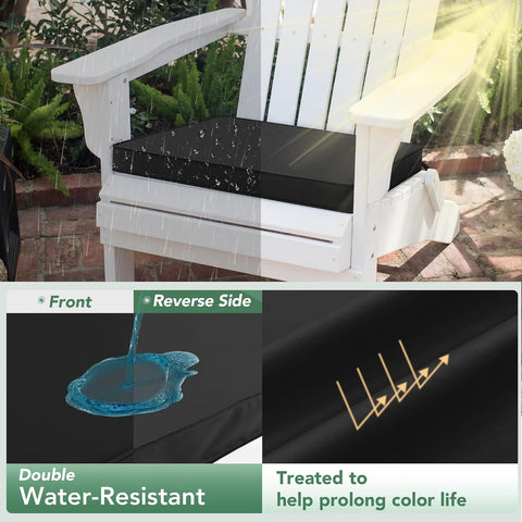 Outdoor Chair Cushions Set of 2: Waterproof & Color Fastness Seat Cushion for Patio Furniture - 22 x 22 x 3 Inch Chair Pads with Ties and Hidden Zipper - Patio Chair Cushion Replacement, Black
