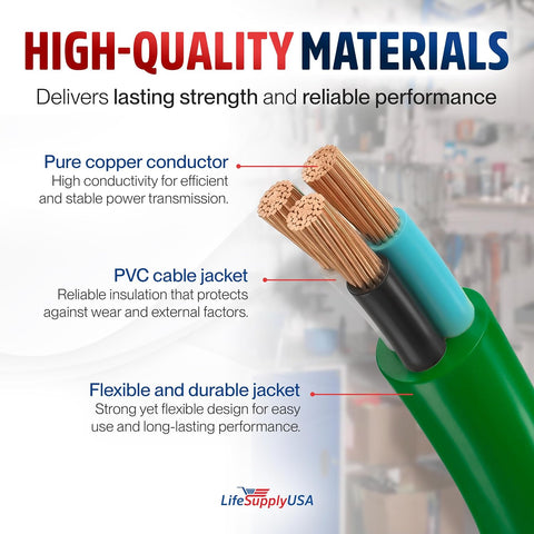 75ft Outdoor/Indoor Extension Cord 10/3 Gauge Ultra Heavy Duty 3 Prong SJTW, Waterproof, Flexible Cold-Resistant Long Power Cord,15A 125V 1875W, Green by LifeSupplyUSA