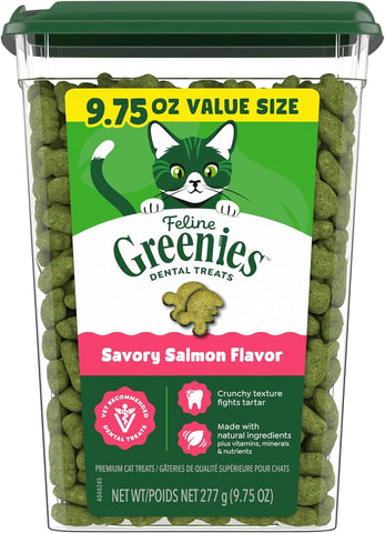 Greenies Feline Natural Crunchy Dental Cat Treats, Salmon Flavor, 9.75 oz