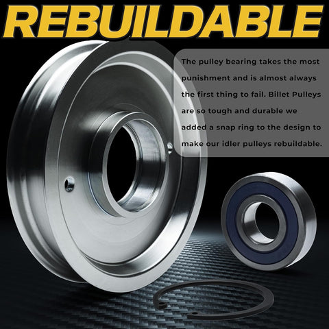 BIGBearing Solid Steel Billet Rebuildable Idler Pulley 126124 604231 for Hustler FasTrak TrimStar Surfer Pro Raptor SD SDX X XD XDX XL Flip-Up & Limited Big Dog Blackjack Alpha MP 607479 15213 280-811