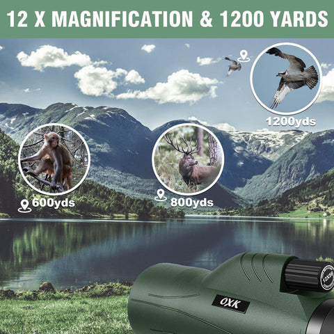 12x56 High Power Monocular Telescope with Smartphone Adapter Tripod Travel Bag, Larger Vision Monoculars for Adults with BAK4 Prism & FMC Lens, Suitable for Bird Watching Hunting Hiking Camping