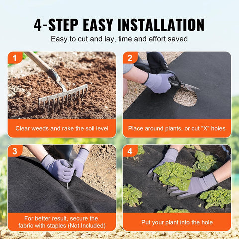 VEVOR 6FTx100FT Non-Woven Geotextile Heavy Duty 8oz Driveway Underlayment for Gravel, Ground Cover, Garden Weed Barrier, Drainage Fabric, Landscaping, Black