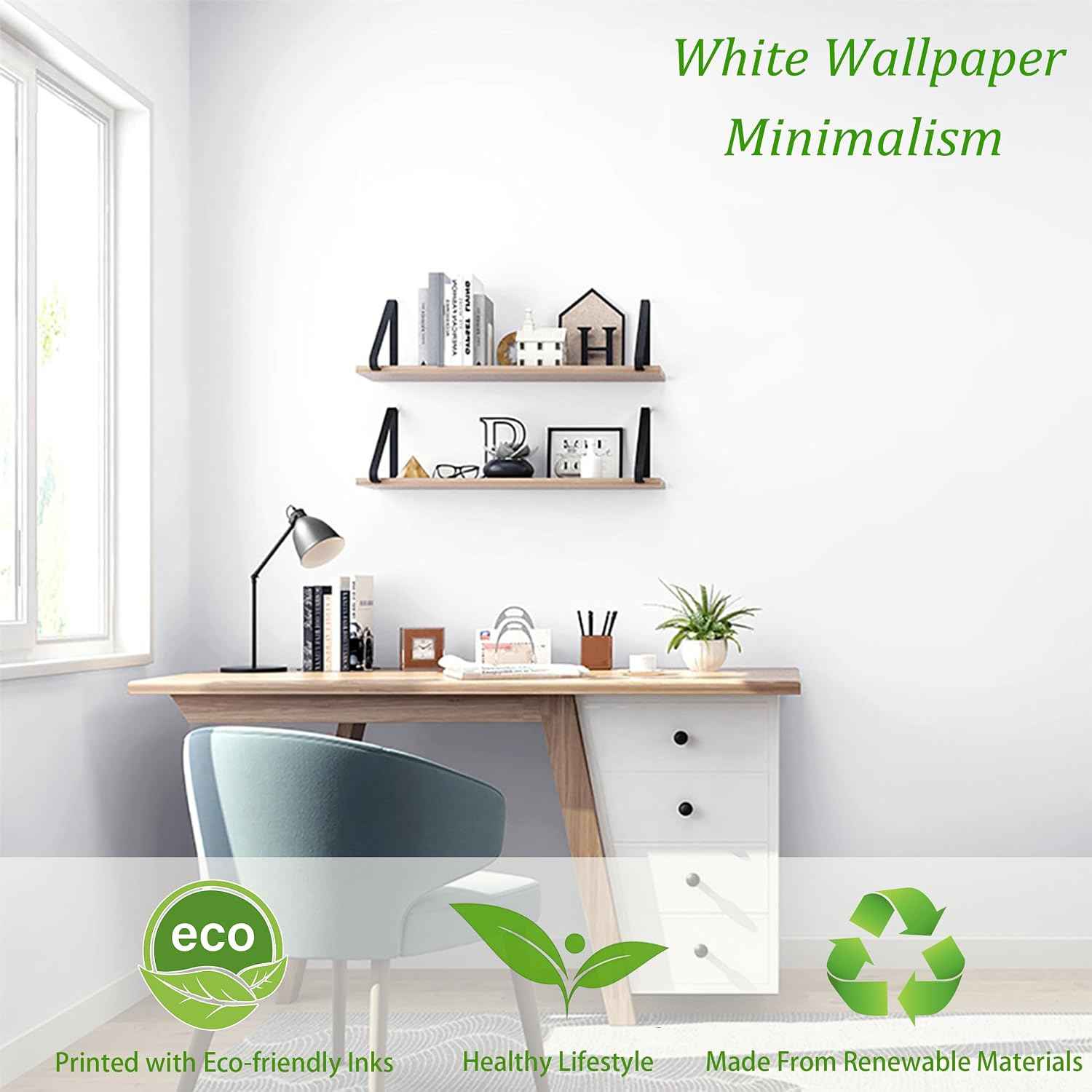 Safiyya White Peel and Stick Matte White Contact Paper 14.2" x 393" Self Adhesive Removable Wallpaper for Bedroom and Bathroom