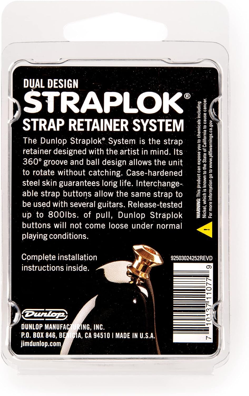 Jim Dunlop Straplok® Strap Retainers Dual Design - Vintage Nickel