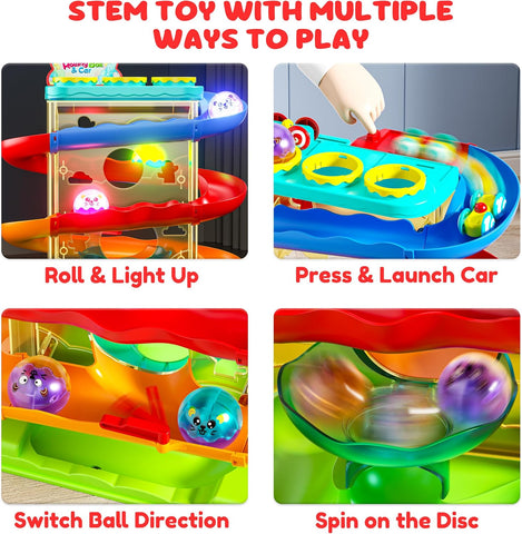 2-in-1 Ball Drop & Car Ramp Race Track Montessori Toy for Toddlers Ages 1-5