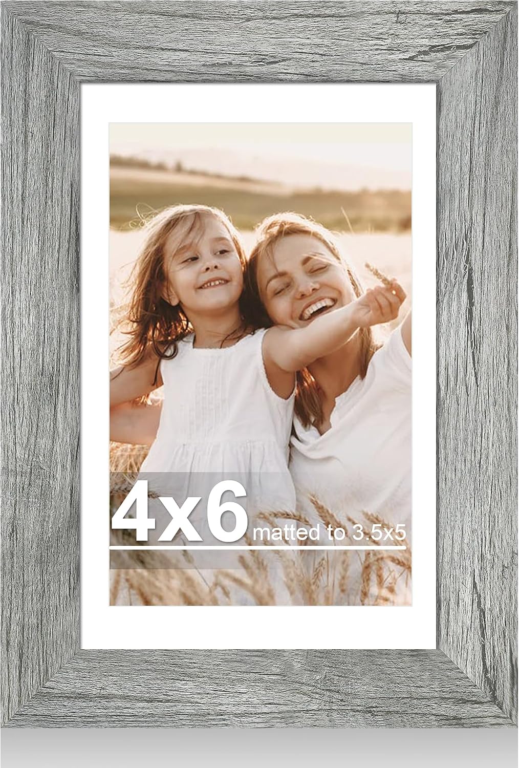 Hongkee 4x6 Picture Frame with Real Glass Wood Frame, 1 Pack (Mat 3.5x5)