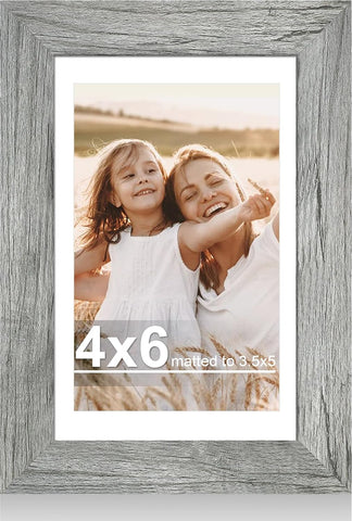 Hongkee 4x6 Picture Frame with Real Glass Wood Frame, 1 Pack (Mat 3.5x5)