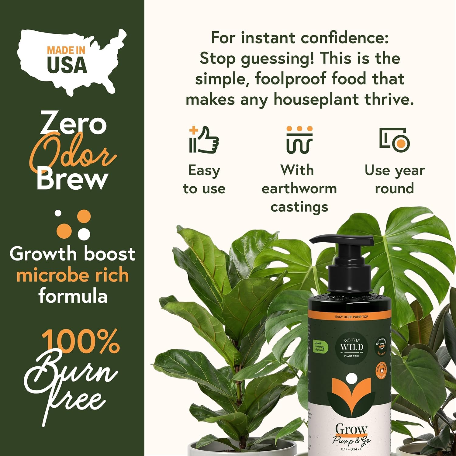 We the Wild Organic Grow Pump & Go | Indoor Plant Food | 16.9 oz