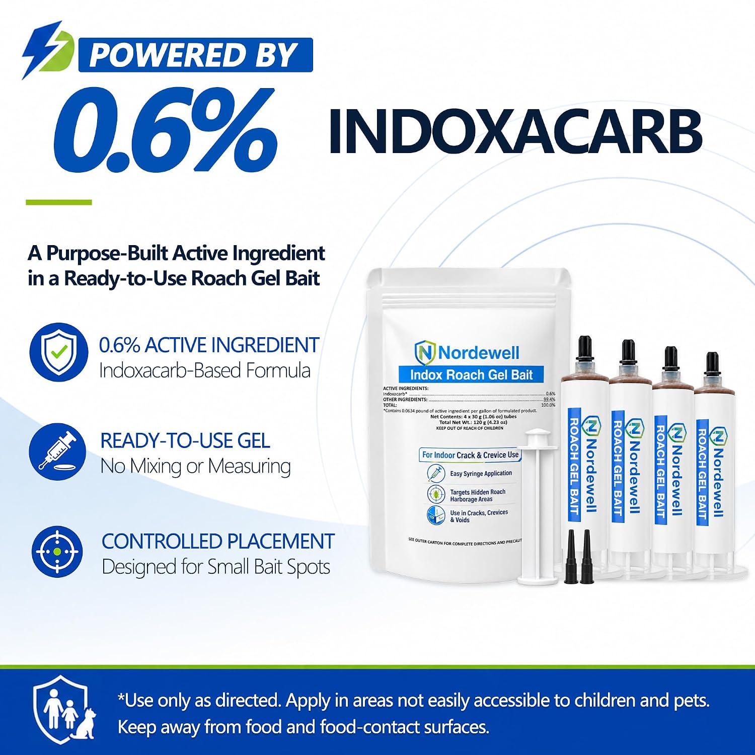 Indoor Cockroach Gel Bait, 4 x 30 g Tubes, Indoxacarb 0.6%