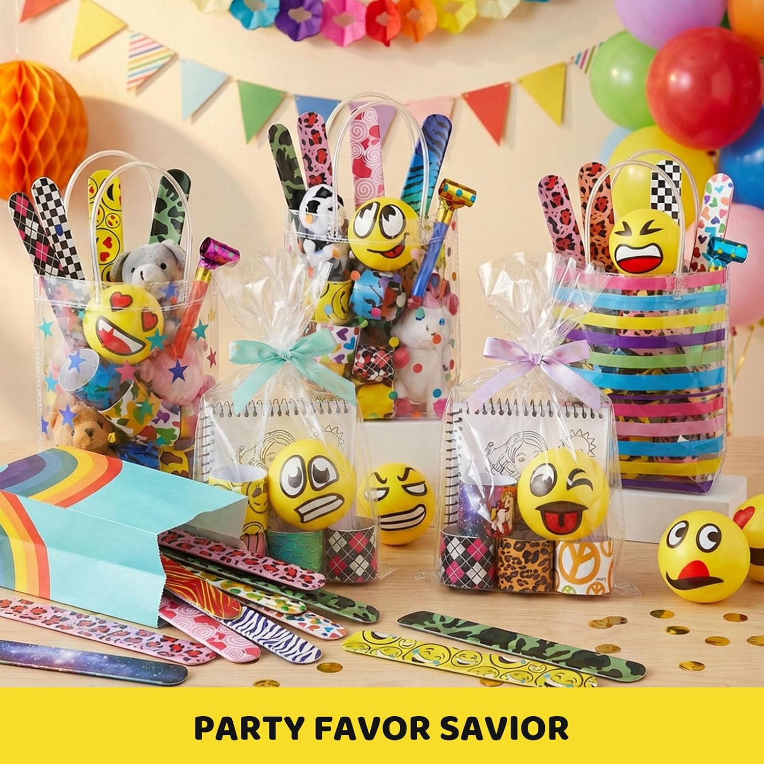 LovesTown Slap Bracelets for Kids, 48 PCS Snap Bracelets Party Favors