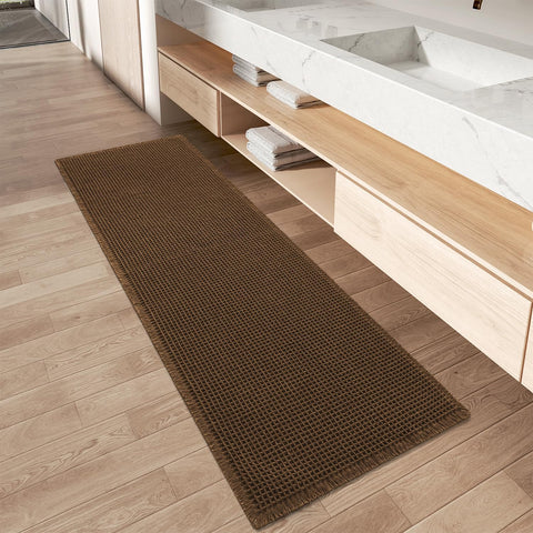 AMOAMI Upgraded Non Slip Absorbent Waffle Bath Mat 2' x 4', Terracotta